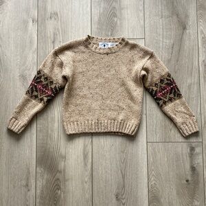 Kitestrings Vintage Sweater Kids 5/6 Brown Tan Wool Blend